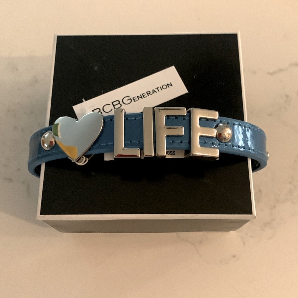 BCBGeneration new love life bracelet, blue with silver hardware